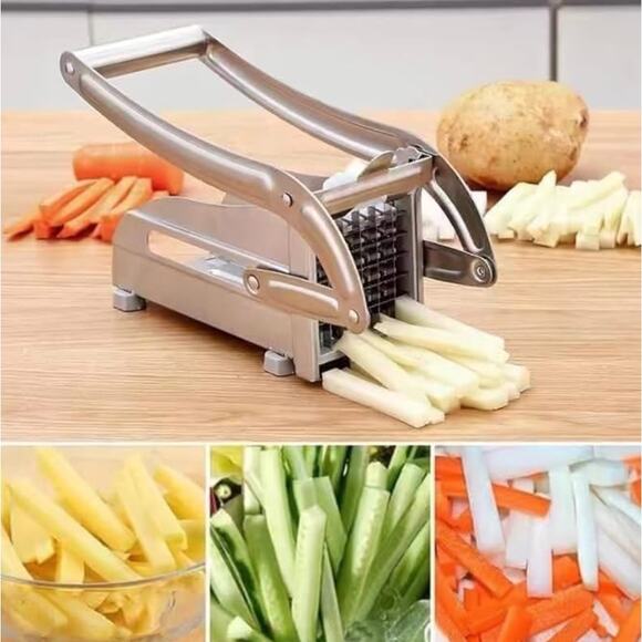 Stainless Steel French Fry Cutter, Vegetable and Potato Slicer, 2 Blade Sizes - Picture 6 of 7